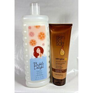 Avon Skin So Soft Satin Glow Body Medium Skin Bubble Delight Sensitive Skin Bath